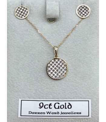 9ct Gold Necklace with Matching Earrings Set (NS-9ST072) 9ct Gold Necklace with Matching Earrings Set (NS-9ST072)